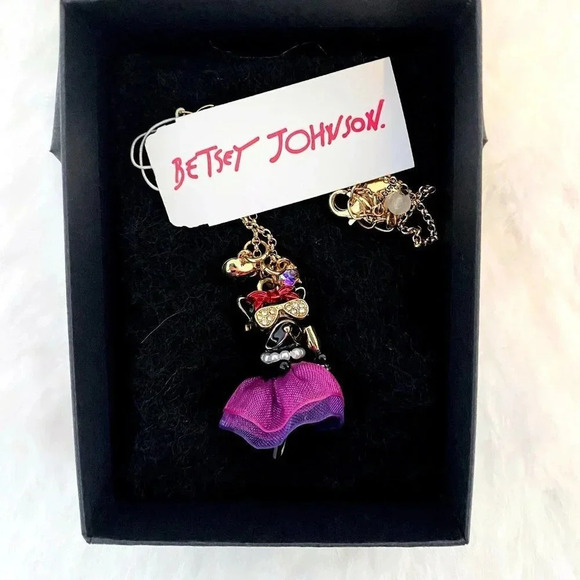 Betsey Johnson Party Animal Frenchie Pendant Charm Gold Necklace NIB - Picture 7 of 8